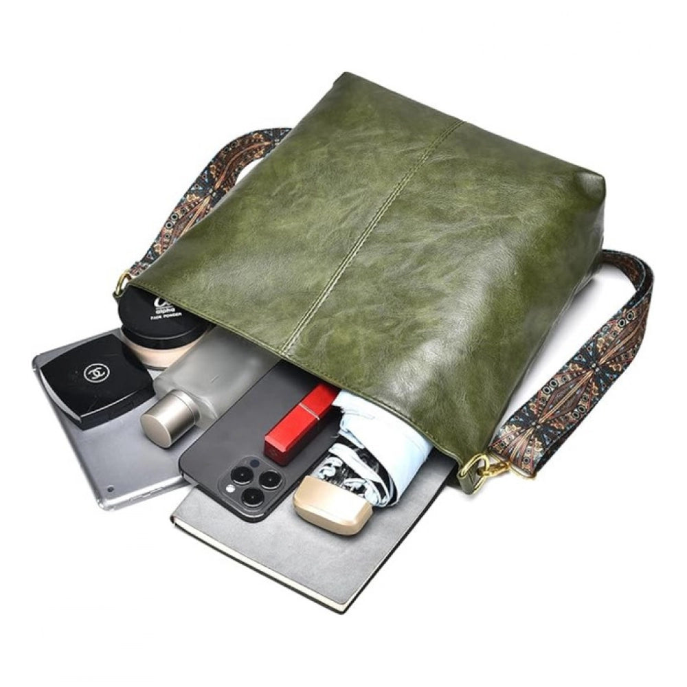 Generic Women's PU Leather Zipper Handbag (Green)