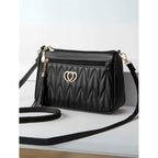 Generic Women's PU Leather Zipper Sling Bag (Black)