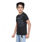 Generic Boy's Cotton Grapic Printed Round Neck T-Shirt (Black)