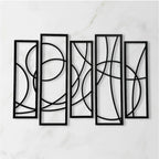 Generic Wooden 5-Piece Wall Art Panel Frame – Elegant Black Abstract Design