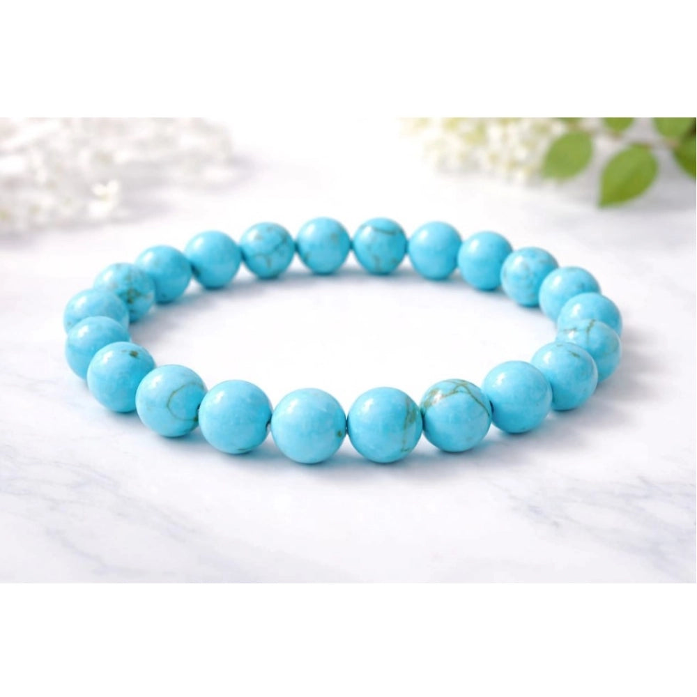 Generic Natural Crystal 8mm Turquoise Bracelet (Sky Blue)