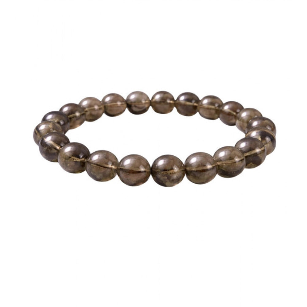 Generic Natural Crystal 8mm Smoky Quartz Bracelet  (Brown)