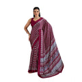 Generic Women's Satin Crepe Printed Saree With Unstitched Blouse 5.5Mtr (Maroon)