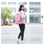 Generic Unisex PU Leather Solid Medium Zipper Backpack (Pink)