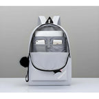 Generic Unisex PU Leather Solid Medium Zipper Backpack (Grey)