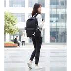Generic Unisex PU Leather Solid Medium Zipper Backpack (Black)