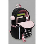 Generic Unisex PU Leather Solid Medium Zipper Backpack (Black)
