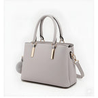 Generic Women's PU Leather Solid Shoulder Zipper Handbag (Grey)