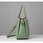 Generic Women's PU Leather Solid Shoulder Zipper Handbag (Green)