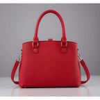 Generic Women's PU Leather Solid Shoulder Zipper Handbag (Red)