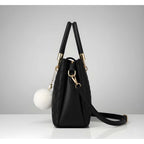 Generic Women's PU Leather Solid Shoulder Zipper Handbag (Black)