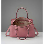 Generic Women's PU Leather Solid Shoulder Zipper Handbag (Pink)