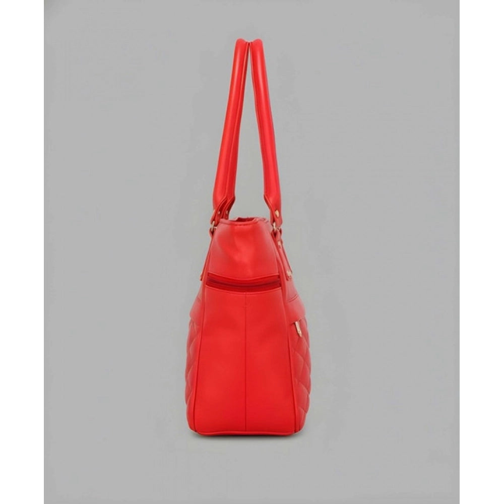Generic Women's PU Leather Solid Shoulder Zipper Handbag (Red)