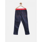Generic Girl's Denim Ribbed Elasticated Jeans (Red-Blue)