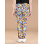 Generic Girl's Cotton Lycra Floral Elasticated Jeggings (Multicolor)