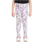 Generic Girl's Cotton Lycra Floral Elasticated Jeggings (Lavender)