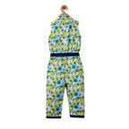 Generic Girl's Cotton Floral Sleeveless Jumpsuit (Yellow)