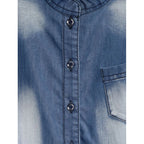 Generic Girl's Denim Embellished Sleeveless Jumpsuit (Blue)