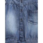 Generic Girl's Denim Embroidered Sleeveless Jumpsuit (Blue)
