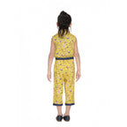 Generic Girl's Cotton Printed Sleeveless Jumpsuit (Yellow)