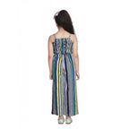 Generic Girl's Rayon Striped Sleeveless Jumpsuit (Blue)