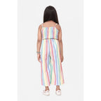 Generic Girl's Polyester Cotton Blend Striped Sleeveless Jumpsuit (Multicolor)