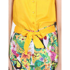 Generic Girl's Rayon Flamingo Print Sleeveless Jumpsuit (Yellow-Multicolor)