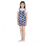 Generic Girl's Rayon Polka Sleeveless Jumpsuit (Blue-Pink)