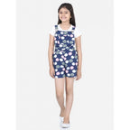 Generic Girl's Rayon Polka Sleeveless Jumpsuit (Blue-Pink)