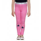 Generic Girl's Cotton Lycra Star Print Elasticated Leggings (Pink)