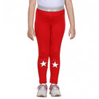 Generic Girl's Cotton Lycra Star Print Elasticated Leggings (Red)