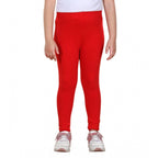 Generic Girl's Cotton Lycra Solid Elasticated Leggings (Red)