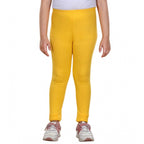 Generic Girl's Cotton Lycra Solid Elasticated Leggings (Yellow)