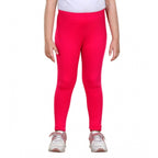 Generic Girl's Cotton Lycra Solid Elasticated Leggings (Dark Pink)