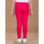 Generic Girl's Cotton Lycra Solid Elasticated Leggings (Dark Pink)