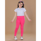 Generic Girl's Cotton Lycra Solid Elasticated Leggings (Pink)
