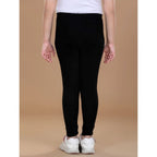 Generic Girl's Cotton Lycra Solid Elasticated Leggings (Black)