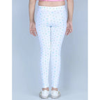 Generic Girl's Cotton Lycra Printed Elasticated Leggings (White)