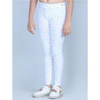Generic Girl's Cotton Lycra Printed Elasticated Leggings (White)