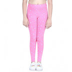 Generic Girl's Cotton Lycra Printed Elasticated Leggings (Pink)