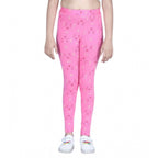 Generic Girl's Cotton Lycra Printed Elasticated Leggings (Pink)