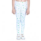 Generic Girl's Cotton Lycra Printed Elasticated Leggings (White)