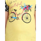 Generic Girl's Cotton Hosiery Printed Night Suit Set (Yellow-Black)