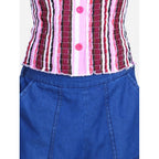 Generic Girl's Rayon Solid Bell Sleeve Top with Culottes (Purple-Blue)