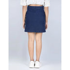 Generic Girl's Denim Solid Buttoned Skirt (Navy Blue)