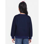 Generic Girl's Fleece Embellished Long Sleeves Sweatshirt (Navy Blue)