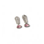 Generic Women's Brass Silver Plated Drop Earrings (Pink)