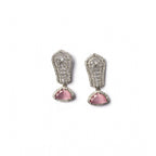 Generic Women's Brass Silver Plated Drop Earrings (Pink)
