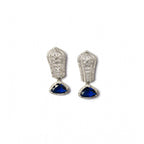 Generic Women's Brass Silver Plated Drop Earrings (Blue)