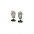 Generic Women's Brass Silver Plated Drop Earrings (Green)